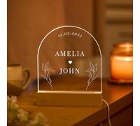 Pomchick Personalised Anniversary LED Light Custom Wedding Date Gift for Husband Wife Fiancé Fiancée Romantic Bedroom Decor Engagement Keepsake