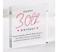 Pomchick | Personalised Birthday Acrylic Plaque gift for Her Custom Name & Age Keepsake with Message Elegant Milestone Display 30th 40th 50th 60th 70th