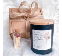 Pomchick - Personalised Birthday Candle Gift Set for Her Elegant Balloon Design Jar Daughter Mum Sister Keepsake Present 16th 18th 21st 30th 40th 50th