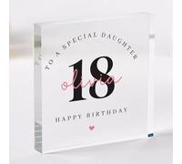 Pomchick | Personalised Birthday Gift for Daughter Sister or Friend Elegant Acrylic Keepsake with Name & Age Custom Milestone Display Plaque 18th 21st