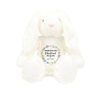 Pomchick - Personalised Christening Gift With Name And Church Plush Toy Baptism Bunny Baby Girl Boy Gifts Babies Keepsake Teddy Naming Ceremony