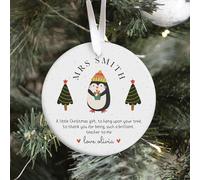 Pomchick | Personalised Christmas Teacher Ornament Gift Cute Penguin Bauble Keepsake from Child Nursery Primary School Teacher Xmas Present