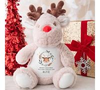 Pomchick | Personalised Christmas Toy for Son Reindeer Teddy Gift Festive Plush Keepsake from Mum or Dad Child’s Xmas Morning Present for Him Baby Boy