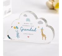 Pomchick | Personalised Cute First Father's Day Gift for Grandad Cloud Acrylic Plaque Keepsake with Name Animal Design from Baby Bump Boy Girl
