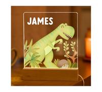 Pomchick Personalised Dinosaur Night Light Custom Name LED Lamp T-Rex Kids Room Decor Nursery Gift for Boys Girls 1st 2nd 3rd 4th 5th 6th Birthday