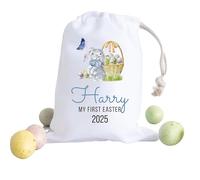 Pomchick - Personalised Easter Stuff Bag with Name | Easter Bunny Rabbit Gift | Egg Hunt Bags | Girls Boys Treat Bag | 1st Easter for Her or Him