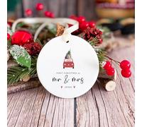 Pomchick | Personalised First Christmas as Mr & Mrs Ornament 1st Xmas Married Ornament Keepsake Couples Tree Decoration Gift Newlywed Wife Husband