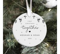 Pomchick | Personalised First Christmas Together Ornament Gift for Girlfriend Boyfriend Custom Couple Keepsake with Names Xmas Decoration