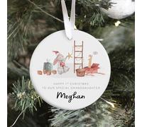 Pomchick | Personalised Granddaughter 1st Christmas Ornament Ceramic Bunny Tree Decoration Keepsake - Gift for Baby Girl Toddler First Xmas