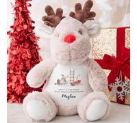 Pomchick | Personalised Granddaughter 1st Christmas Reindeer Teddy Festive Plush Keepsake from Grandparents or Family for Baby Girl Xmas Gift