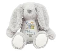 Pomchick | Personalised Happy Easter Toy, Bunny Plush Soft Toys, Custom Gifts with Name, 35 CM, Gift For Kid Child Nephew Baby Daughter Son, Bunnies Rabbit Keepsake Present
