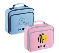 Pomchick - Personalised Kids Lunch Bag Insulated Cooler with Name Back to School Gift for Boys Girls Rainbow Unicorn Astronaut Bee Dinosaur Football