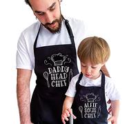 Pomchick - Personalised Matching Head Chef Dad Sous Chef Kids Apron | Father's Day Christmas Birthday Gift for Dad Grandad | Daddy Son Daughter