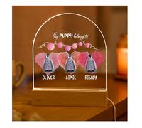 Pomchick Personalised Mummy LED Night Light Gift for Mum Kids Name Mum's Birthday Mother's Day Present Cute Penguin Heart Lamp for Her