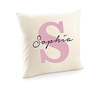 Pomchick Personalised Name And Initial Cushion Cover 40x40CM Create Your Own Bedroom Sofa Pillow Case Gift For Her Him Couple Family Friend Christmas Birthday Anniversary Present