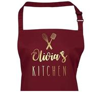 Pomchick - Personalised Name Kitchen Apron with Pockets Gift For Her Mum Mummy Woman Grilling Cooking Baking BBQ Women Aprons