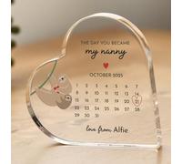 Pomchick | Personalised Nanny Gift Heart-Shaped Calendar Plaque The Day You Became My Nanny Keepsake Custom Date Name New Grandma Birthday Christmas