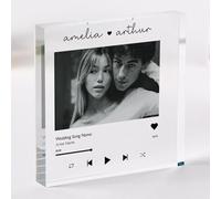 Pomchick | Personalised Song Acrylic Plaque with Photo Music Player Gift for Couple Girlfriend Wife Engagement Wedding or Anniversary Keepsake
