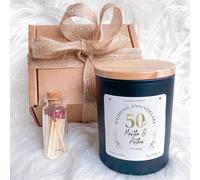 Pomchick - Personalised Wedding Anniversary Scented Candle Gift with Names & Date for Couple Parents or Grandparents 10th 15th 25th 30th 40th 50th 60th