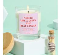 Pomchick - Smells Like A Queen Who Beat Cancer Scented Candle Gift Cancer Survivor Recovery Present for Her Get Well Soon