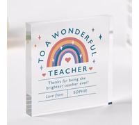 Pomchick | To a Wonderful Teacher Gift Primary Nursery Teacher Appreciation Keepsake for End of Year Term with Student Name Acrylic Plaque