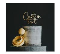 Pomchick - Wooden Custom Cake Topper with Your Text Personalised Party Decor Birthday Anniversary Far Away Christmas Graduation Wedding Engagement