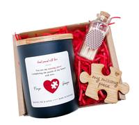Pomchick - You Are My Missing Piece Candle Set with Wooden Puzzle Piece Gift for Her Him Valentines Day Christmas Birthday Wife Girlfriend Fiancée