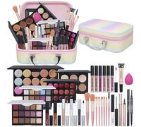 pomcral Complete Makeup Kit for Teens, Women, Girls and Beginners - Includes Eyeshadow Palette, Concealer, Lip Gloss, Lipstick, Eyeliner and Brushes