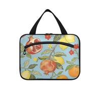 Pomegranate and Lemon William Morris Blue Hanging Toiletry Bag Men with Hook, Designer Necessities Medicine Bag for Men Vacation kit de viaje para Mujer