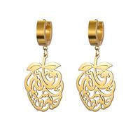 Pomegranate Arabic Calligraphy Earrings Islamic Blessing Love Hope Earrings Persian Muslim Amulet Religious Jewelry Eid Ramadan Gift for Women (gold 2)