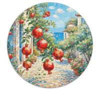 Pomegranate Blossom 1000 Piece Jigsaw Puzzles Circular Jigsaw Classic Educational Games Beautiful Decoration Puzzle for Adults And Kids 1000pcs (67.5x67.5cm)