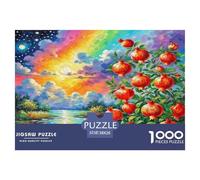 Pomegranate Blossom Jigsaw Puzzles Puzzle for Adults Kids. 1000 Piece Whimsical Challenge Toy Educational Game Home Decoration for Adults& Kids Age 14 Years Up 38x26cm/1000pcs