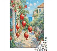 Pomegranate Blossom Jigsaws Puzzle Nostalgic Brainteasing Daily Leisure Gift Multicoloured Flower Coloured Flower Jigsaw Puzzles for All Ages 38x26cm/1000pcs