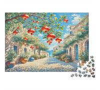 Pomegranate Blossom Paperboard Pomegranate Tree in Village Street Classic Jigsaw Puzzle Collectible Secret Santa Gift 70x50cm/1000pcs