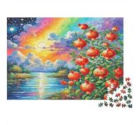 Pomegranate Blossom Recycled Paper Pomegranate Tree with Rainbow And River Jigsaw Puzzle Family Friendly Educational Toy 52x38cm/1000pcs