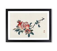 Pomegranate by Kono Bairei Framed Print | A2 Black Framed Wall Art | Ready to Hang | Modern Nature Picture | Living Room Bedroom Lounge Office