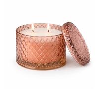 Pomegranate & Cassis Scented Candle - Rose Gold Embossed Glass Jar with Lid | 20 Hour Double Wick | Luxury Home Fragrance Decorative Candle Gift
