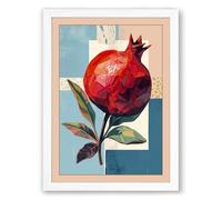 Pomegranate Crown Botanical Framed Wall Art Print A1 (84.1×59.4cm) White, Wall Decor for Living Room, Bedroom, Office & Home, Ready to Hang, Art Gift