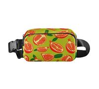 Pomegranate Fruit Green Fanny Pack for Women Men Crossbody Belt Bag Fashion Waist Packs Purse with Adjustable Strap Travel Chest Bag for Outdoors Shopping Traveling