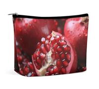 Pomegranate Fruit Makeup Bag, Portable PU Leather Cosmetic Bag with Zipper Pouch, Waterproof Travel Toiletry Bag for Women Men
