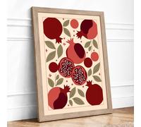 Pomegranate Garden Botanical Framed Wall Art Print A2 (59.4×42cm) Oak, Wall Decor for Living Room, Bedroom, Office & Home, Ready to Hang, Art Gift
