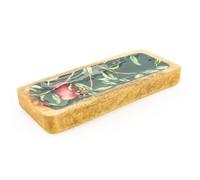 Pomegranate Green Mango Wood Rectangular Serving Dish Multi-Coloured