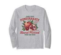 Pomegranate Hand Picked Vintage Fruit Retro Peach Graphic Long Sleeve T-Shirt