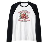 Pomegranate Hand Picked Vintage Fruit Retro Peach Graphic Raglan Baseball Tee