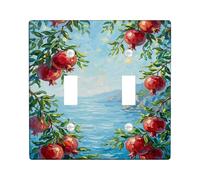 Pomegranate Kitchen Double Light Switch Cover Plate, Nature Artistic Leaves Ocean Summer Red Plastic Standard Size Toggle Light Switch Cover for Home Living Room New Apartment Decor
