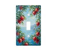 Pomegranate Kitchen Single Light Switch Cover Plate, Nature Artistic Leaves Ocean Summer Red Plastic Standard Size Switch Plate Decorative for Living Room Bedroom Home Office Decor (Single)