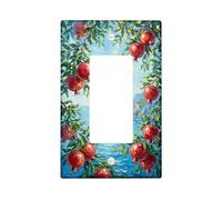 Pomegranate Kitchen Single Rocker Light Switch Cover, Nature Artistic Leaves Ocean Summer Red Plastic Standard Size Accents Wall Switch Plates for New Apartment Home Bedroom Office Decor