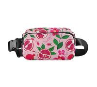 Pomegranate Leaf Pink Fanny Pack for Women Men Crossbody Belt Bag Fashion Waist Packs Purse with Adjustable Strap Bumbags for Workout Travel Outdoors