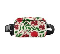 Pomegranate Leaf White Fanny Pack for Women Men Crossbody Belt Bag Fashion Waist Packs Purse with Adjustable Strap Dupes for Workout Travel Outdoors