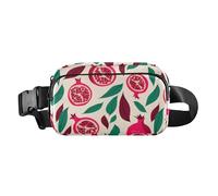 Pomegranate Leaves Fruit Beige Fanny Pack for Women Men Crossbody Belt Bag Fashion Waist Packs Purse with Adjustable Strap Dupes for Outdoors Workout Travel